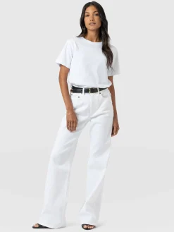 Adjustable Wide Leg Jean - White