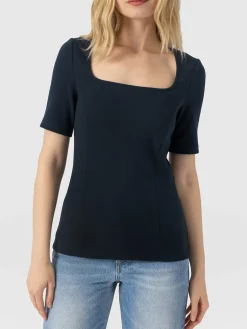 Akia Short Sleeve Tee - Navy Textured