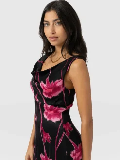 Alexis Dress - Pink Stem Floral