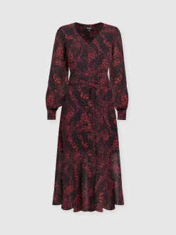 Allegra V Neck Dress - Red Fade Spot