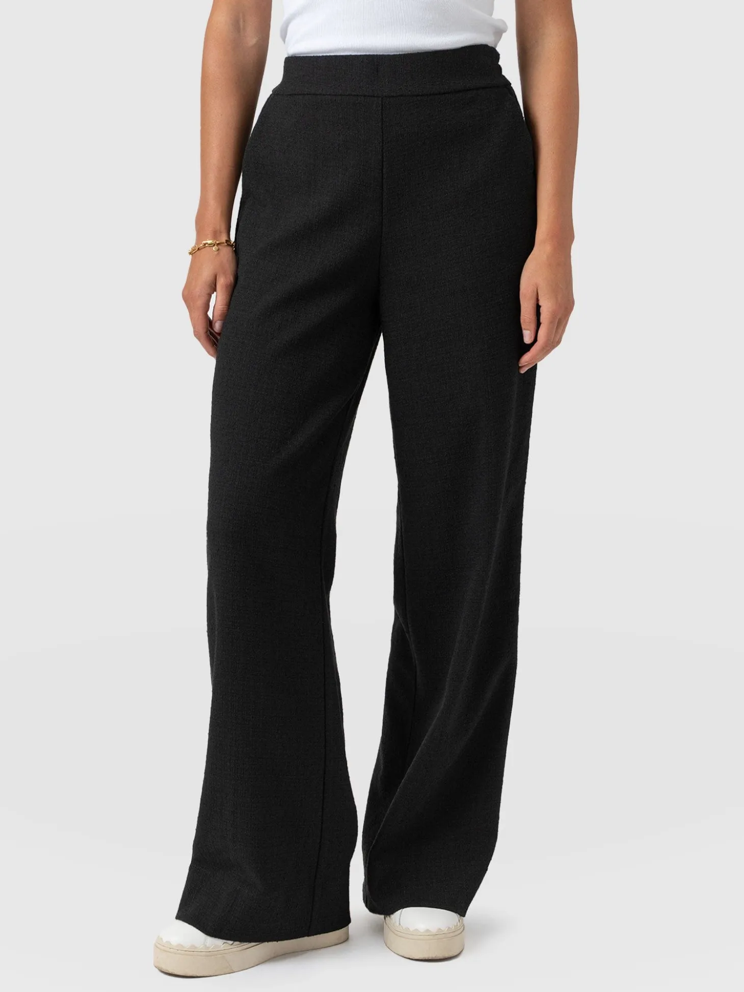 Arden Wide Leg Pant - Black Boucle