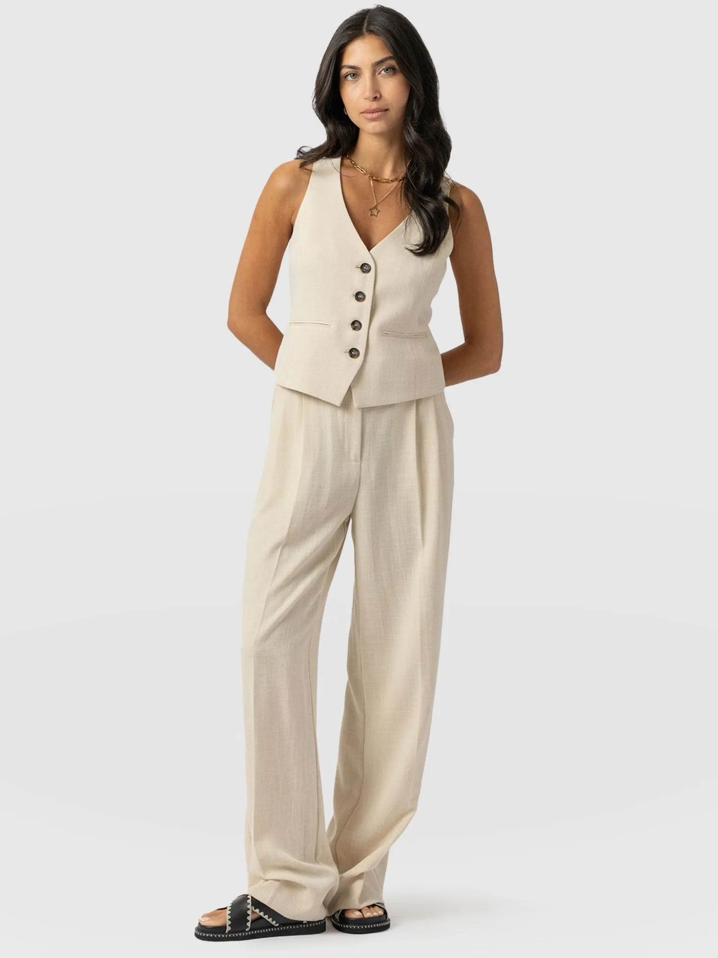 Argent Wide Leg Pant - Cream
