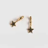 Astral Star Charm Drop Huggie Earrings - Gold/Black