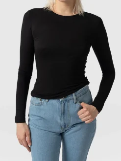 Austen Crew Neck Long Sleeve Tee - Black