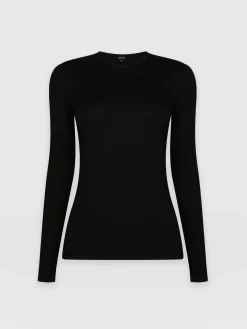 Austen Crew Neck Long Sleeve Tee - Black