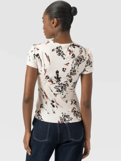 Austen Crew Neck Tee Short Sleeve - White Mist Floral