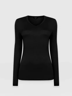 Austen V Neck Tee - Black