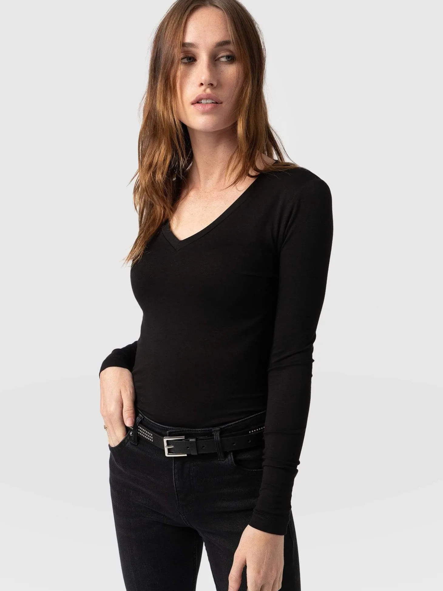 Austen V Neck Tee - Black