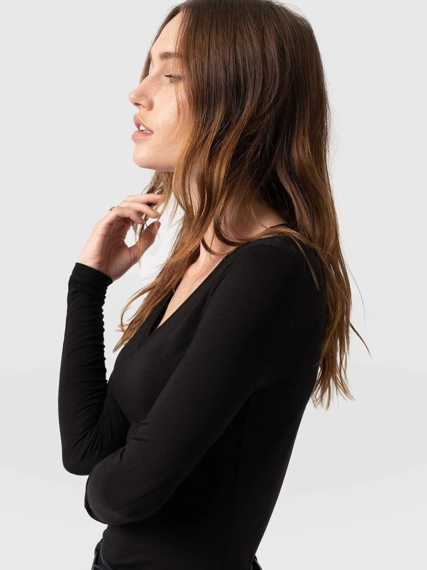 Austen V Neck Tee - Black