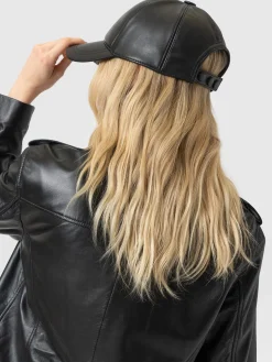 Avalon Leather Baseball Cap - Black