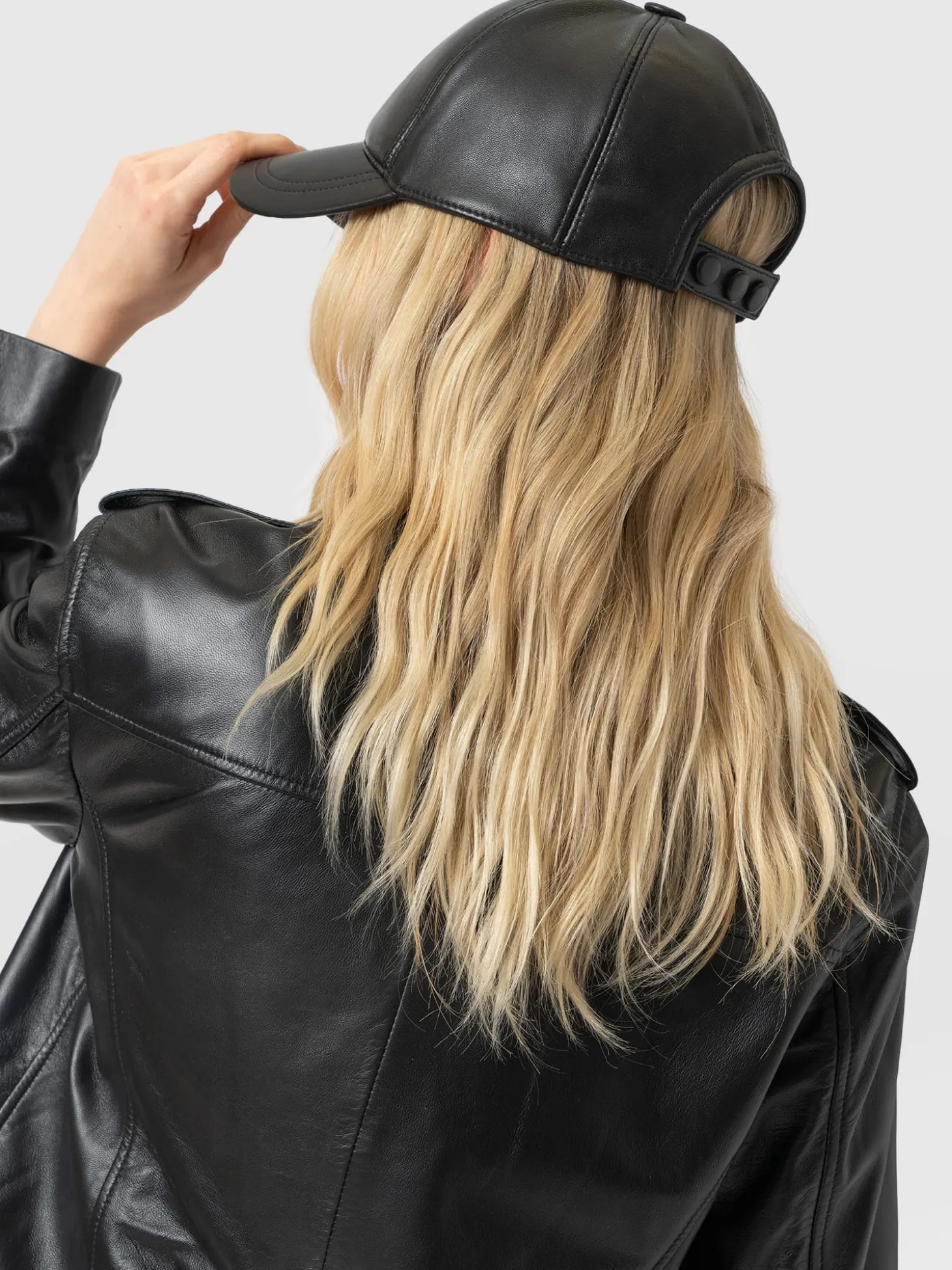 Avalon Leather Baseball Cap - Black