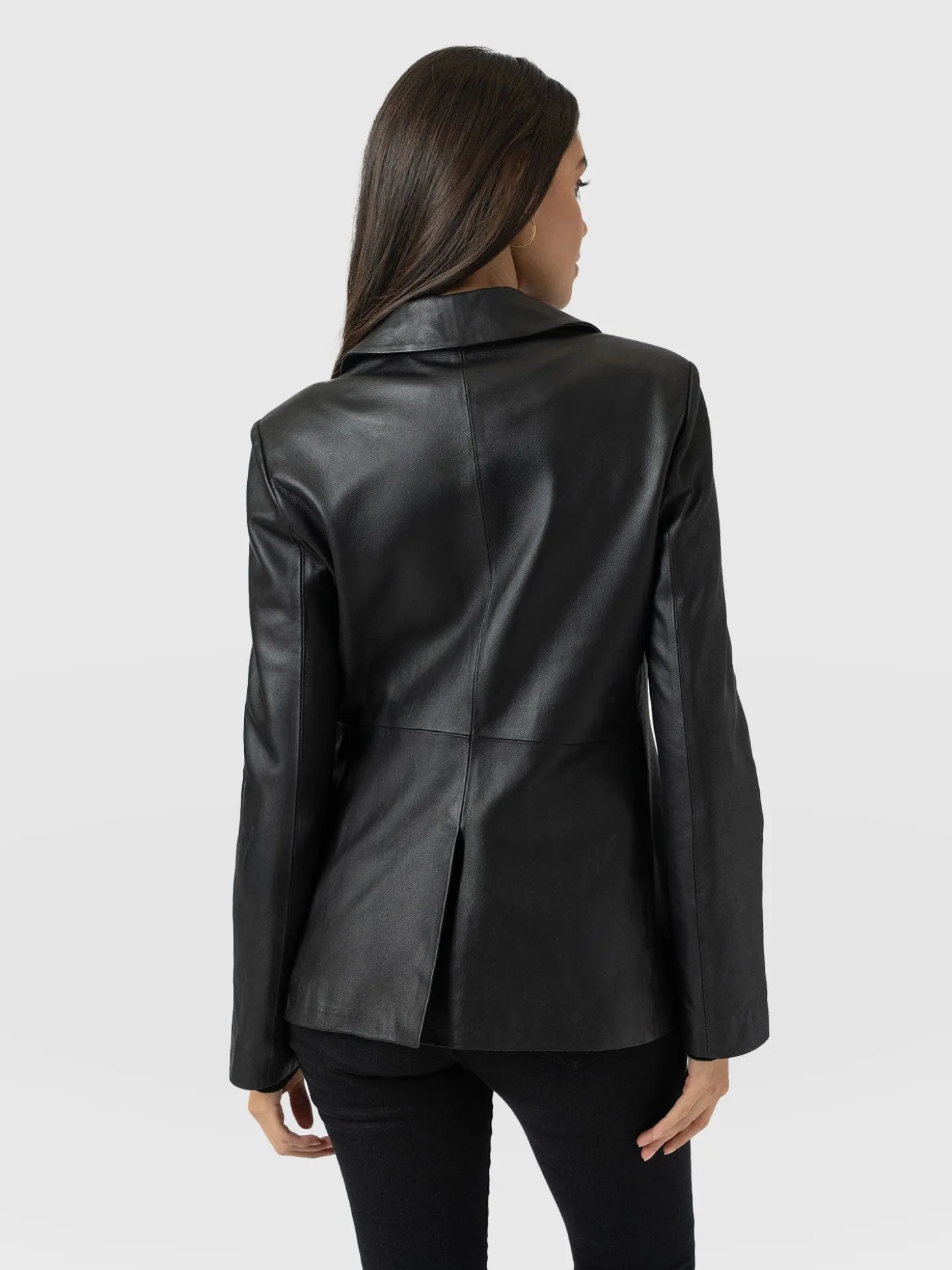 Axel Single Breasted Blazer - Black Leather