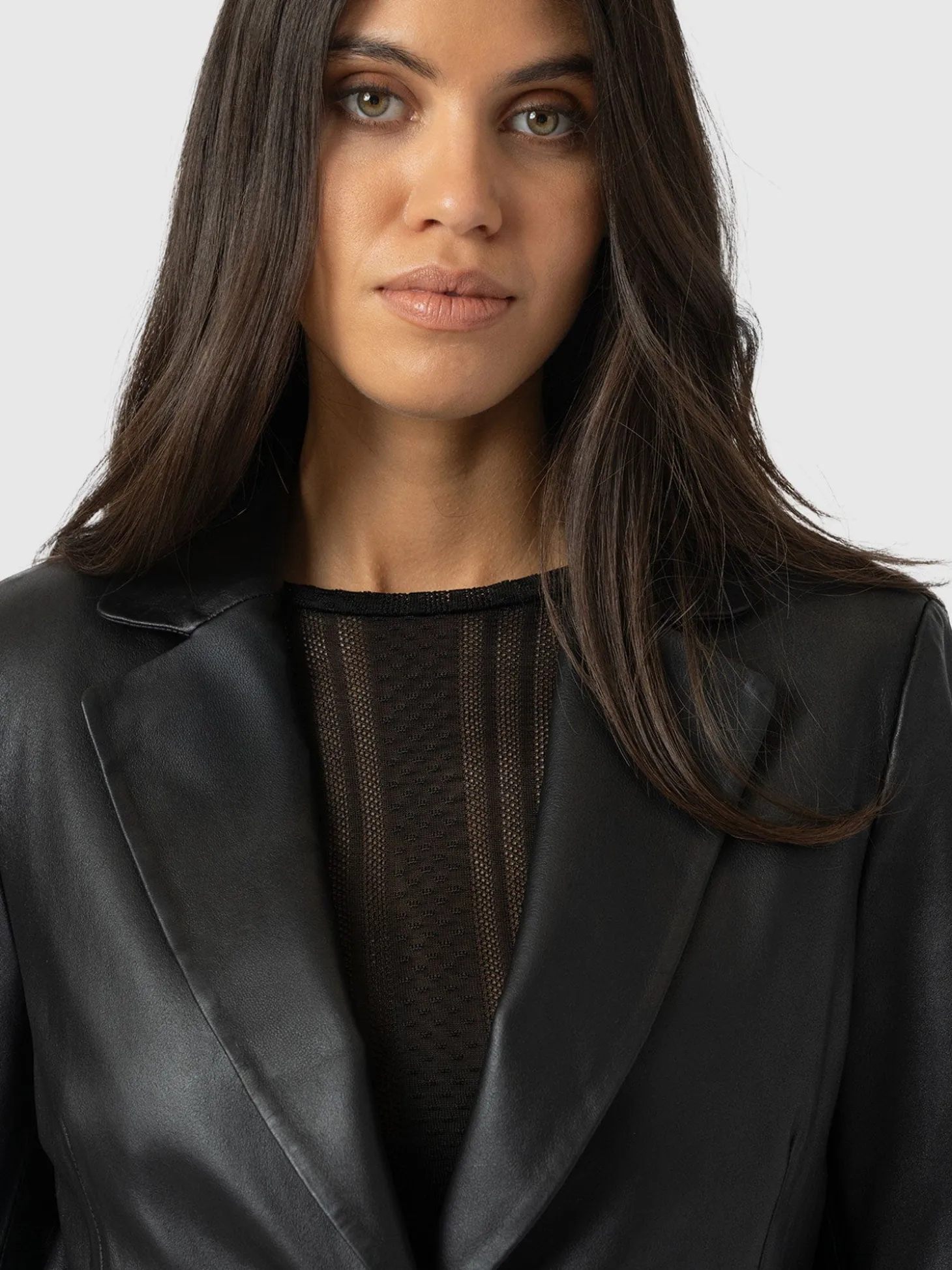 Axel Single Breasted Blazer - Black Leather