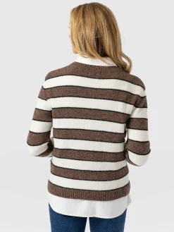 Azura Knit Sweater - Brown Stripe