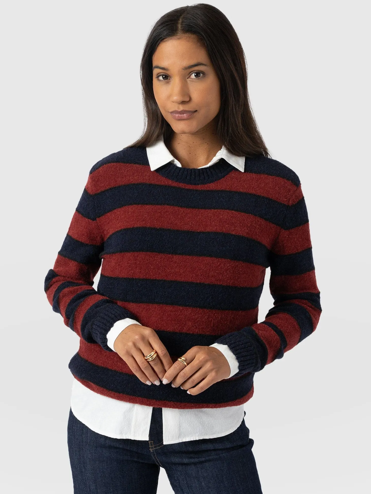 Azura Knit Sweater - Red/Navy