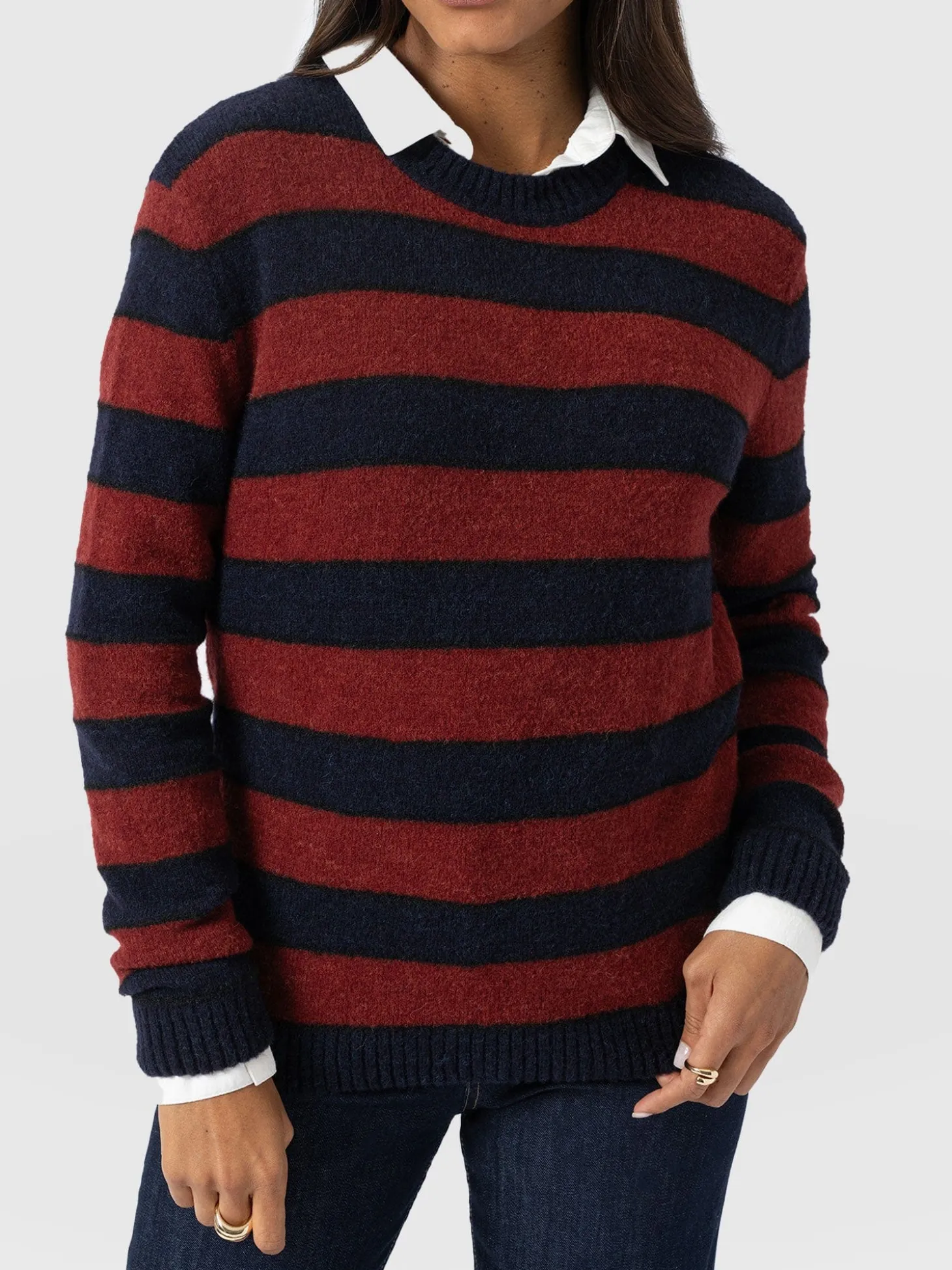 Azura Knit Sweater - Red/Navy
