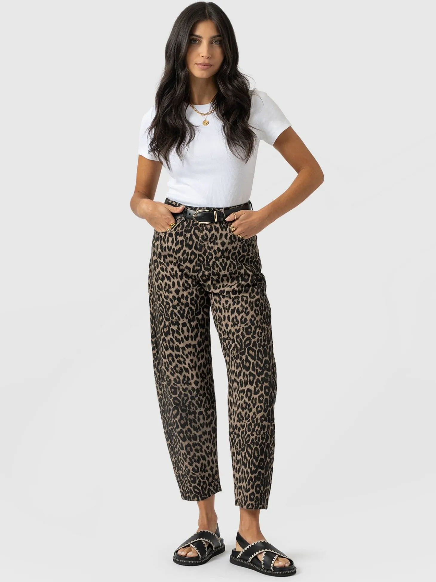 Barrel Leg Jean - Leopard