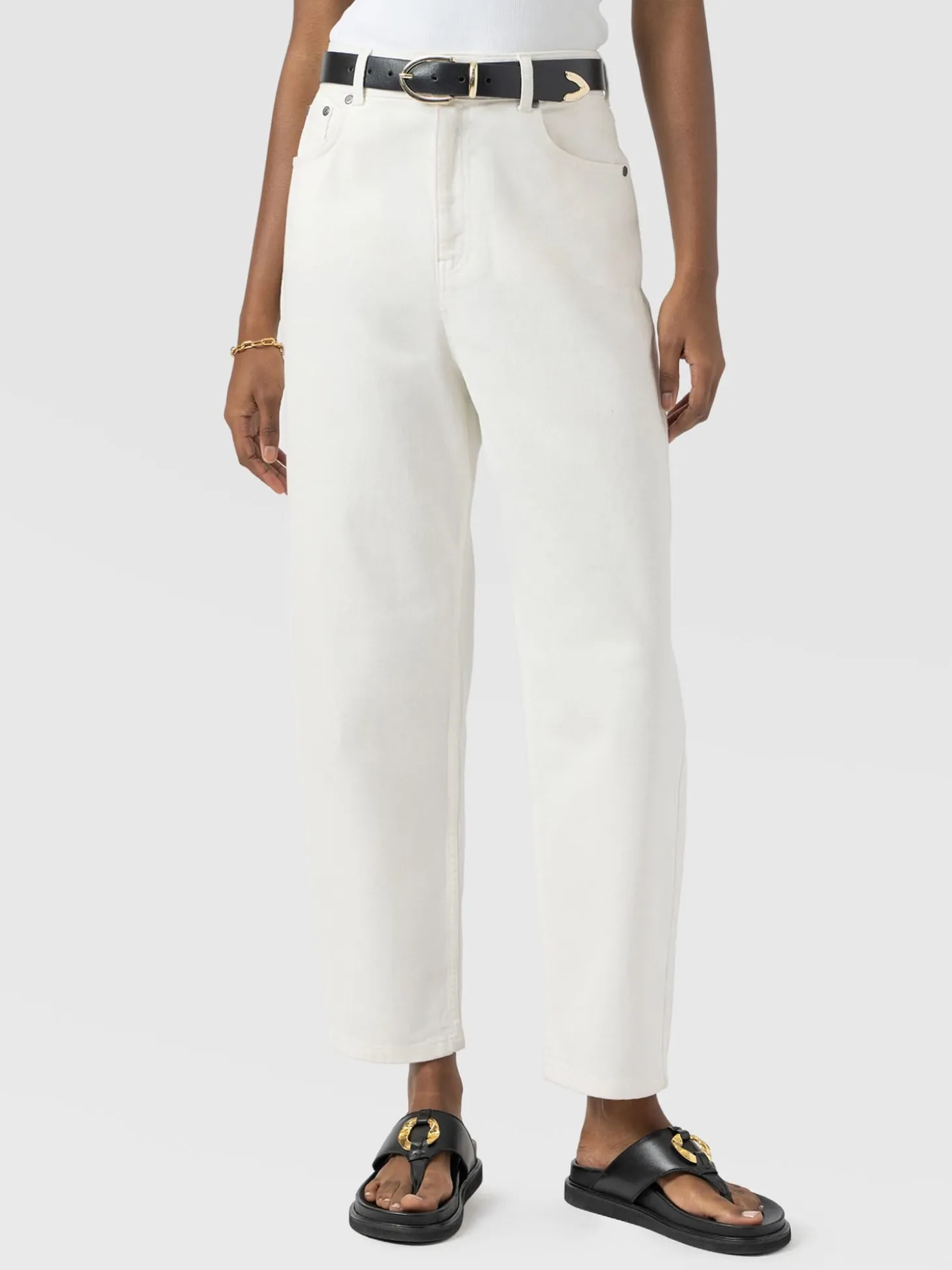 Barrel Leg Jean - White