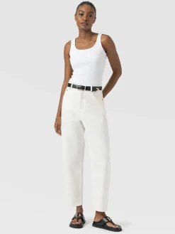 Barrel Leg Jean - White