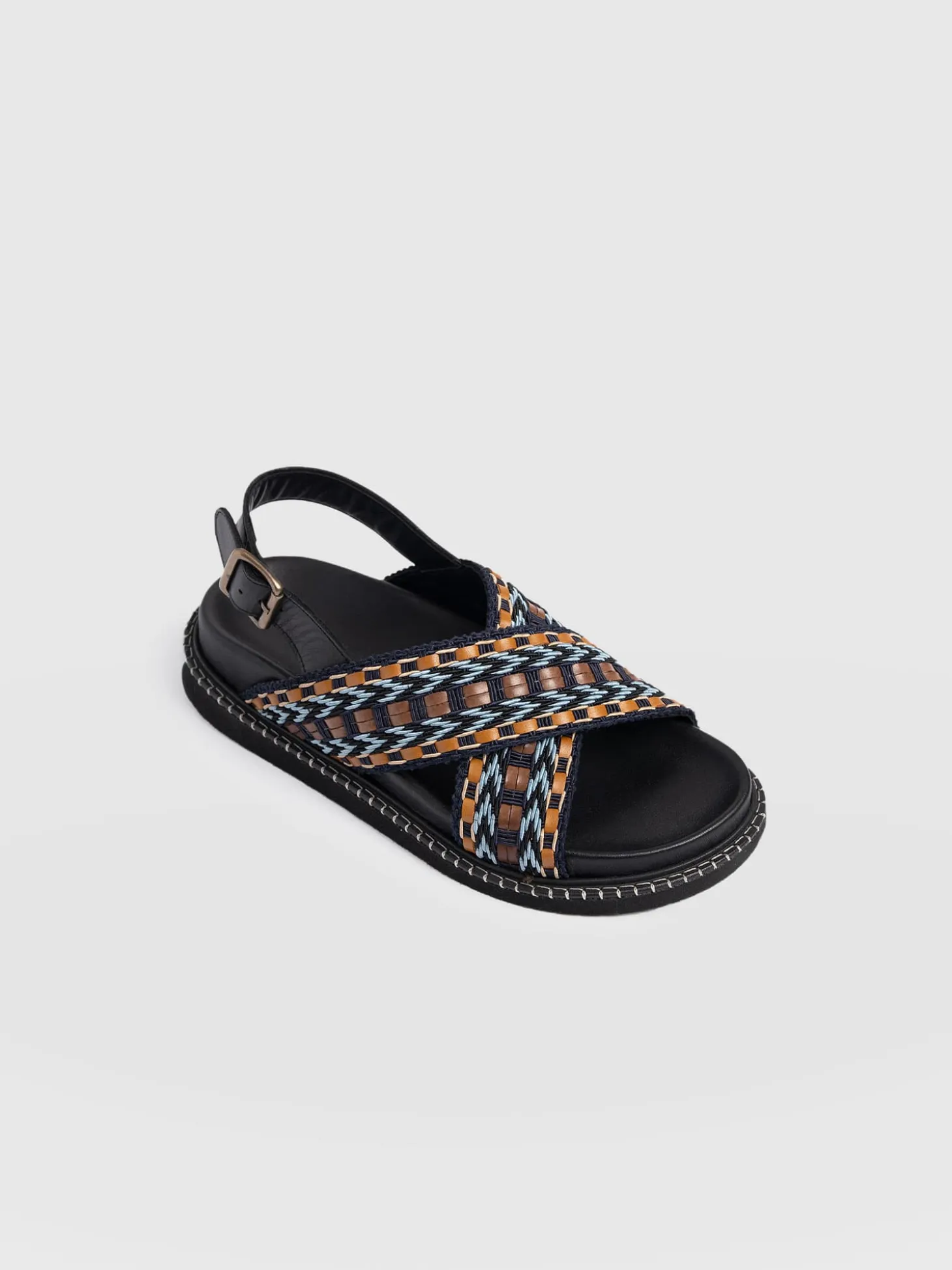 Bonnie Cross Over Sandals - Blue/Brown