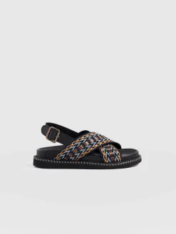 Bonnie Cross Over Sandals - Blue/Brown