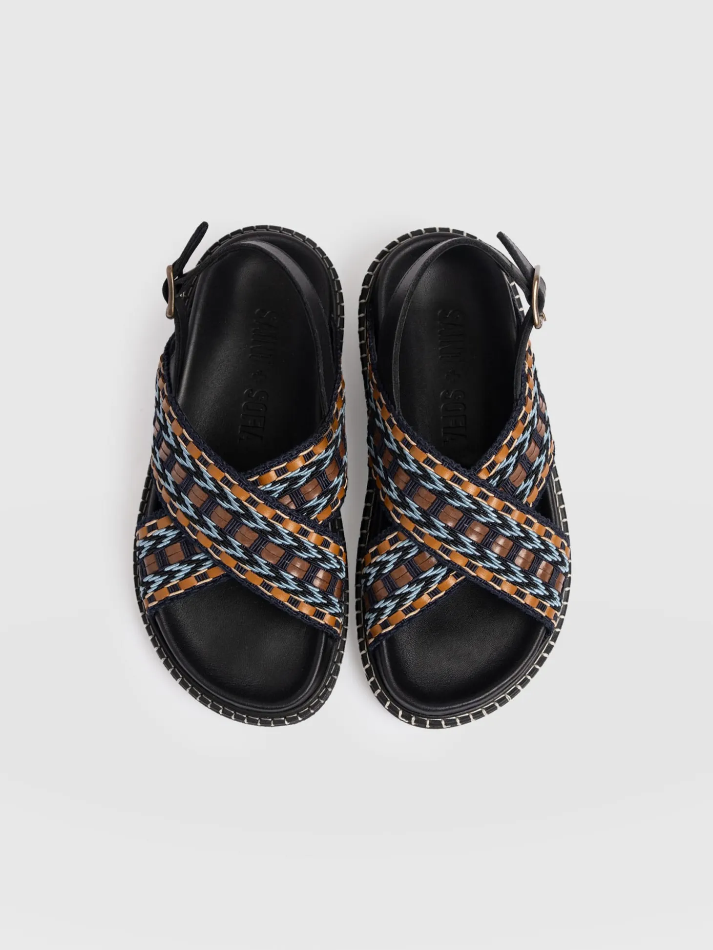 Bonnie Cross Over Sandals - Blue/Brown