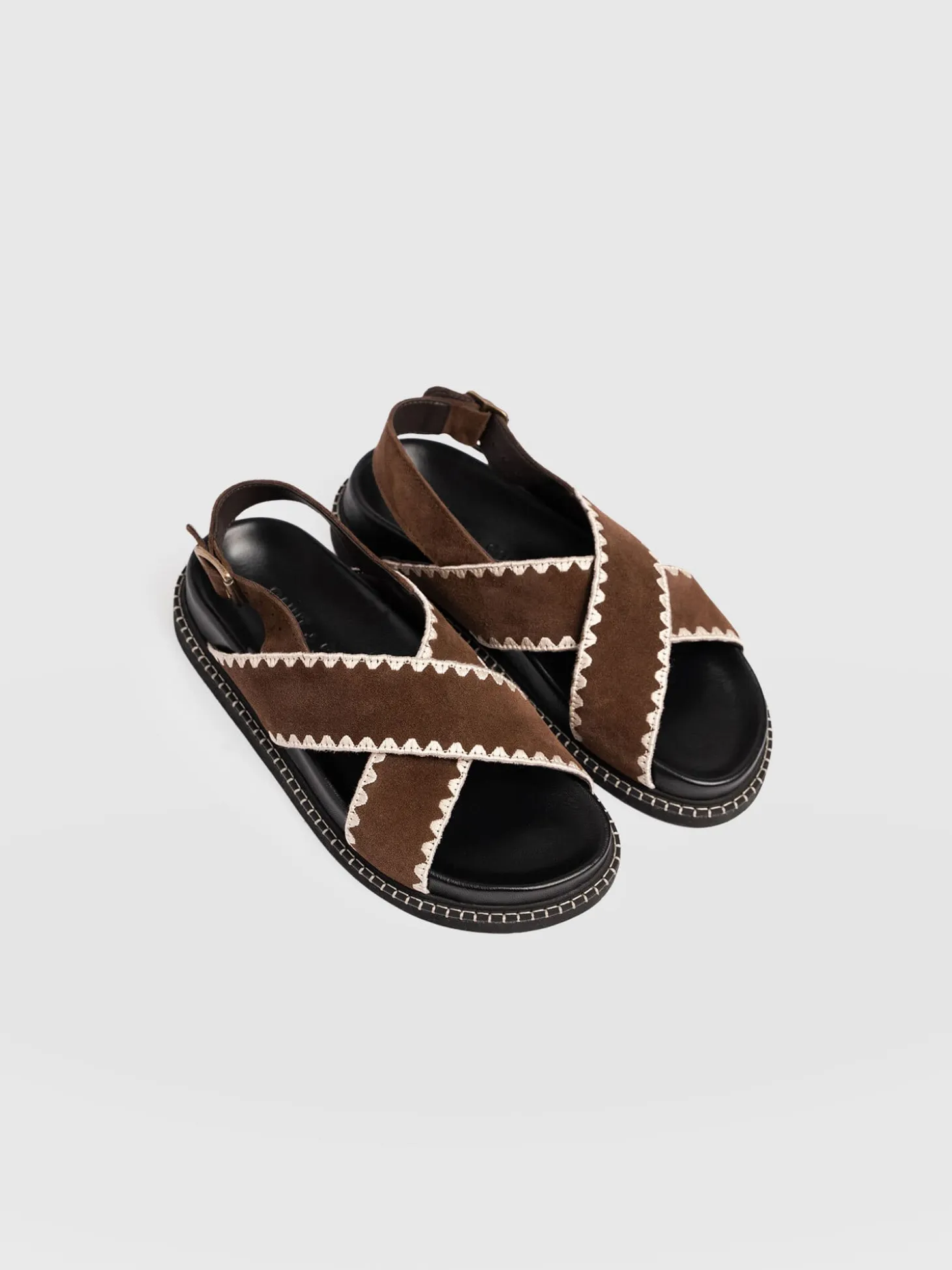Bonnie Cross Over Sandals - Chocolate Suede