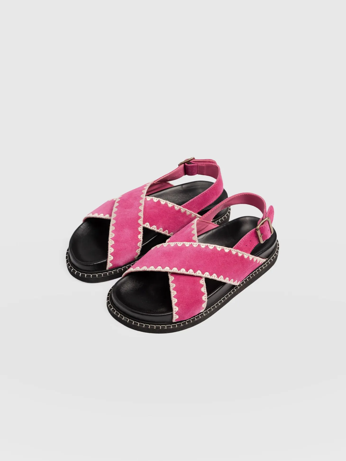 Bonnie Cross Over Sandals - Pink Suede