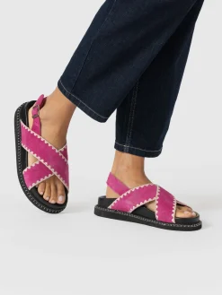 Bonnie Cross Over Sandals - Pink Suede