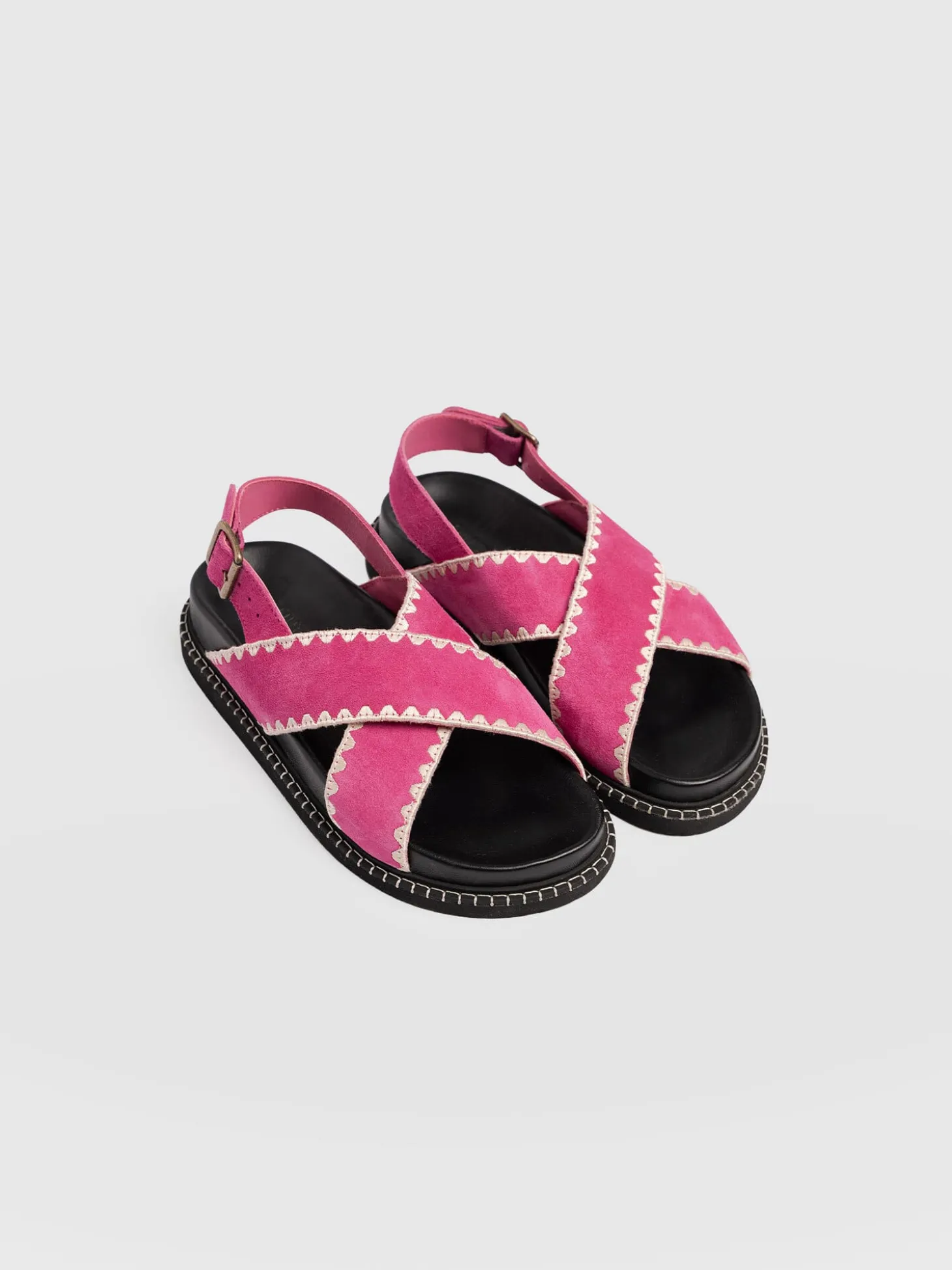 Bonnie Cross Over Sandals - Pink Suede
