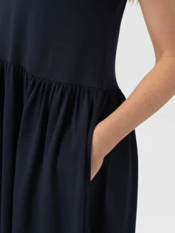 Bonnie V Neck Dress - Navy
