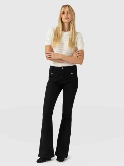 Bowie Stretch Flare Jeans - Black