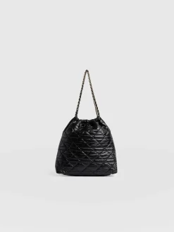 Camilla Drawstring Tote Bag - Black