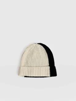 Cashmere Beanie - Cream/Black