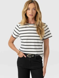 Chelsea Crew Neck Tee - Black Stripe