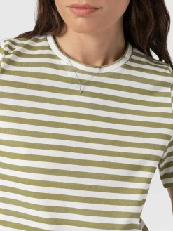 Chelsea Crew Neck Tee - Green Stripe
