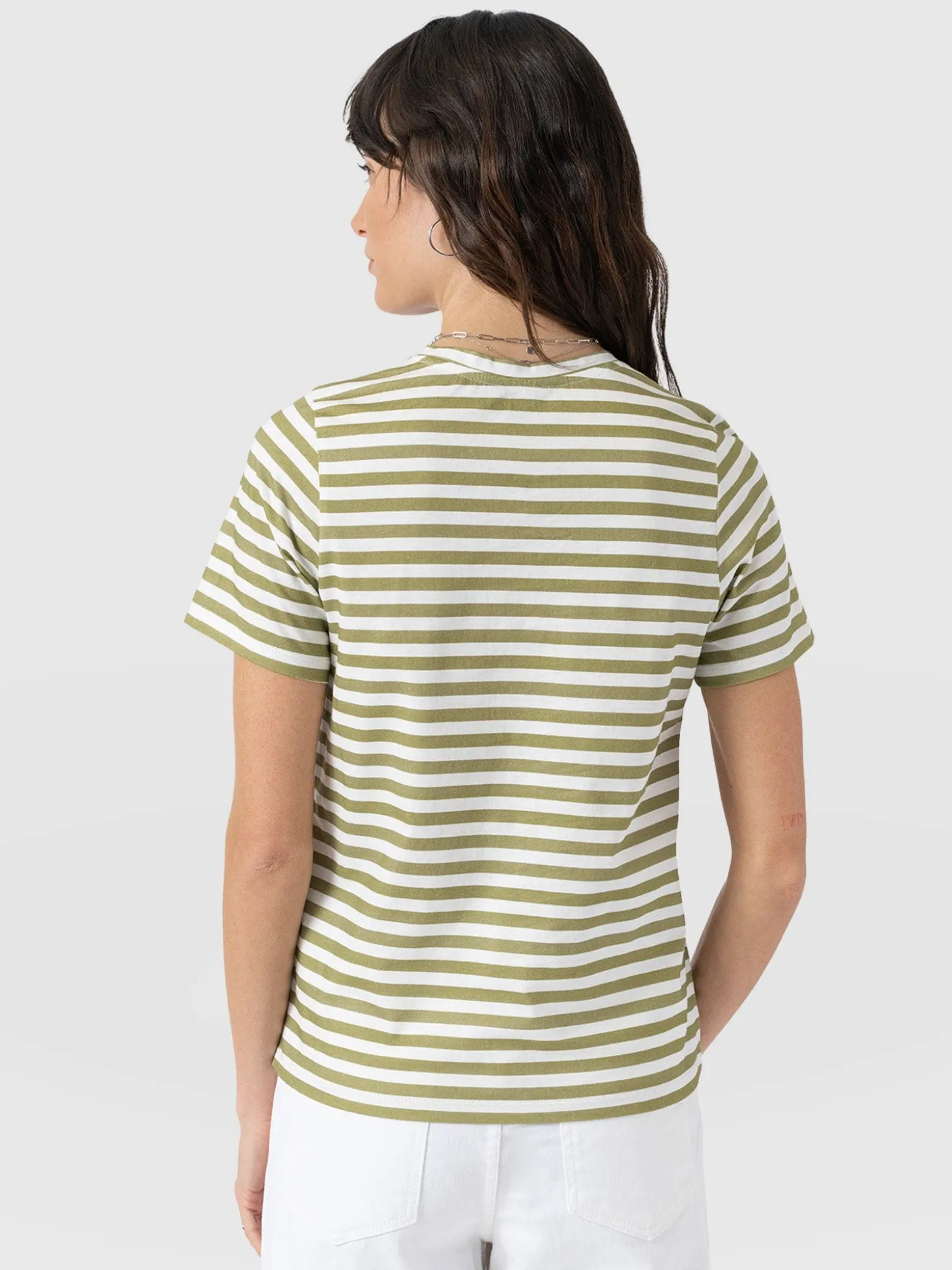 Chelsea Crew Neck Tee - Green Stripe