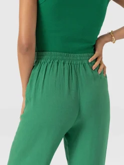 Corinne Wide Leg Linen Pant - Green