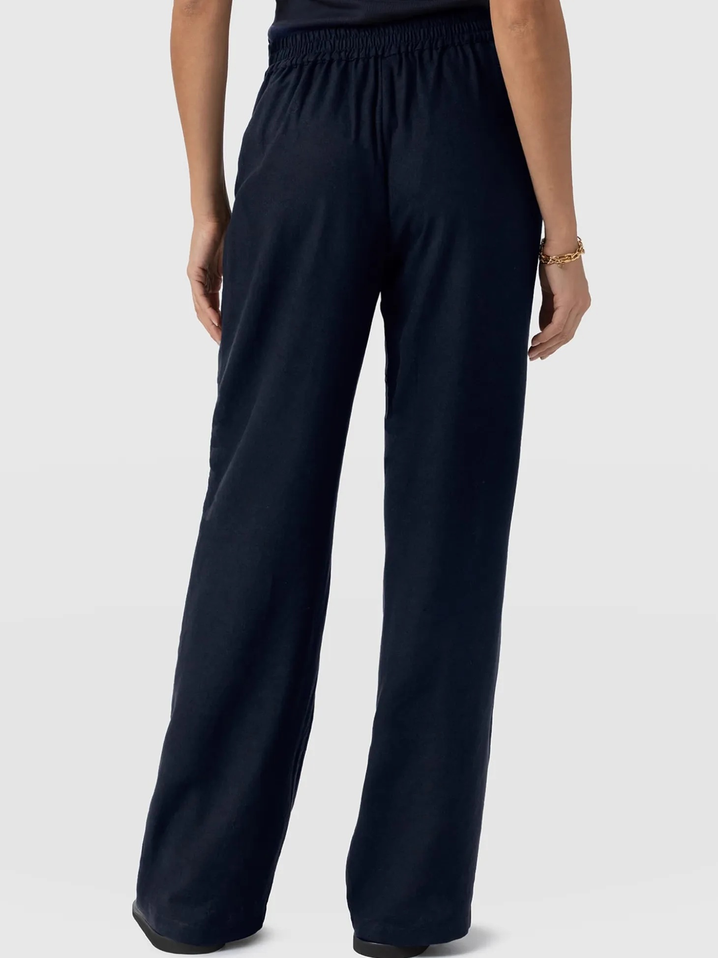 Corinne Wide Leg Linen Pant - Navy