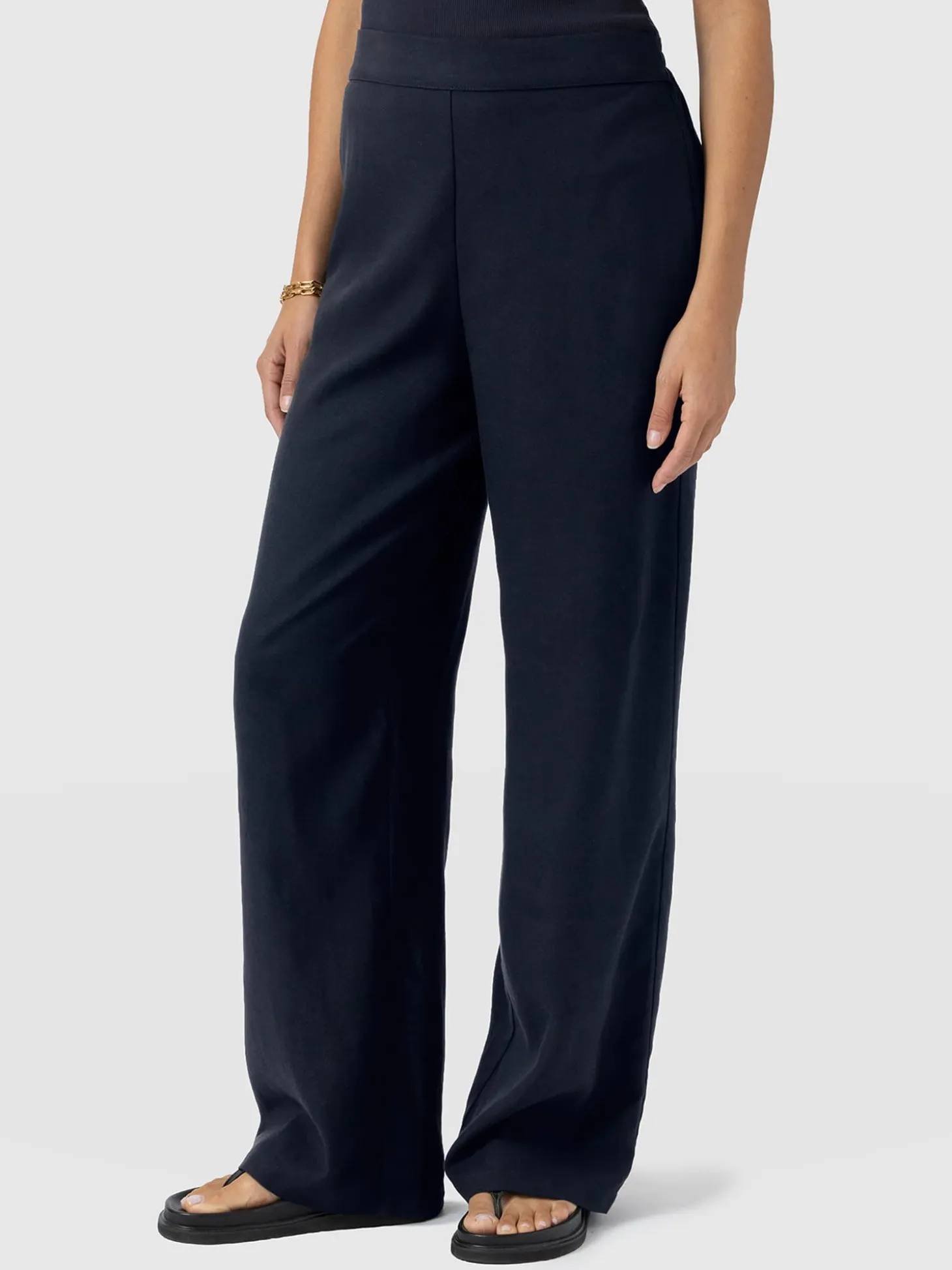 Corinne Wide Leg Linen Pant - Navy