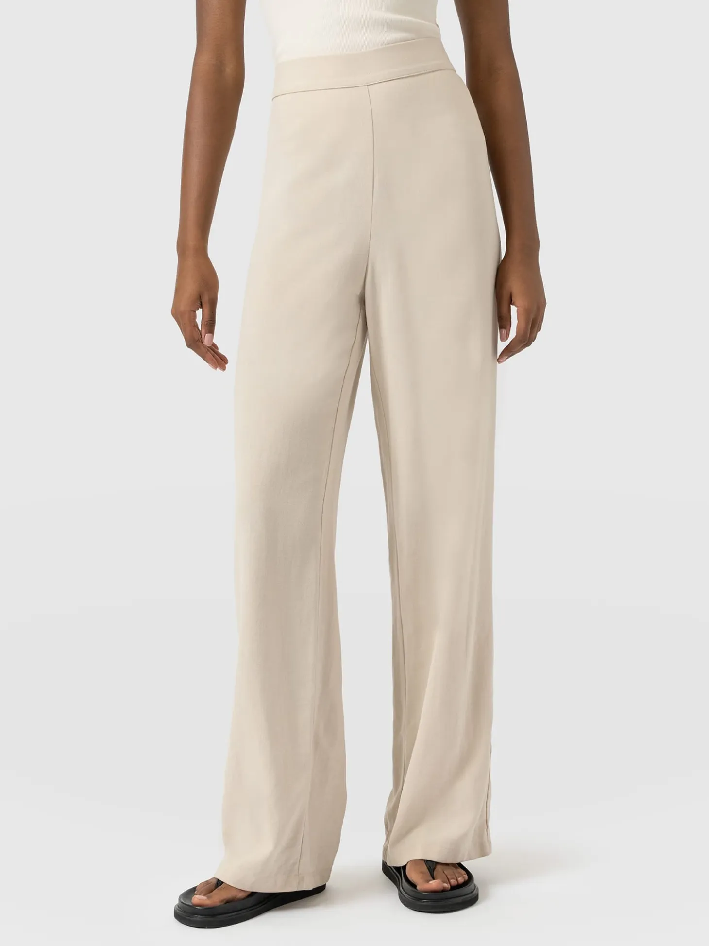 Corinne Wide Leg Linen Pant - Oatmeal