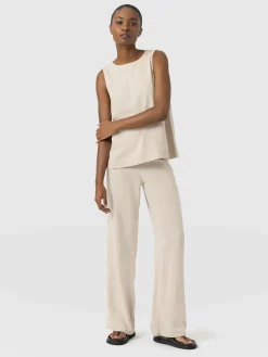 Corinne Wide Leg Linen Pant - Oatmeal