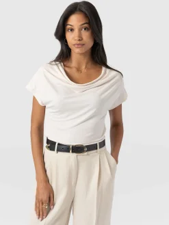 Cowl Neck Tee - Cream