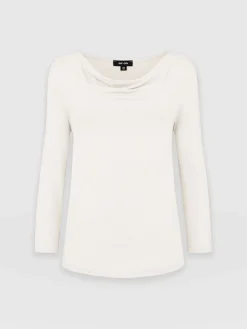 Cowl Neck Tee Long Sleeve - Cream