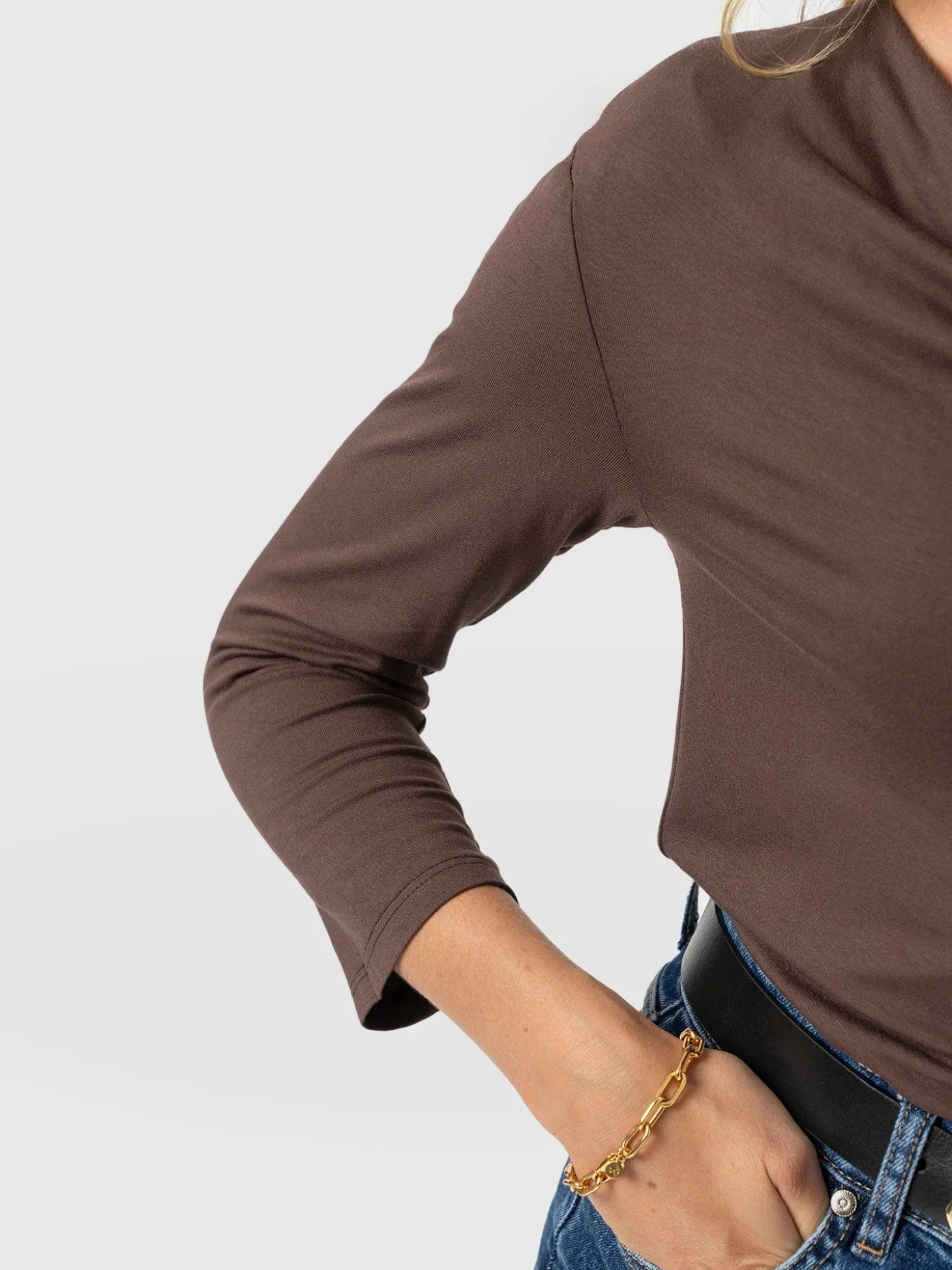 Cowl Neck Tee Long Sleeve - Maroon