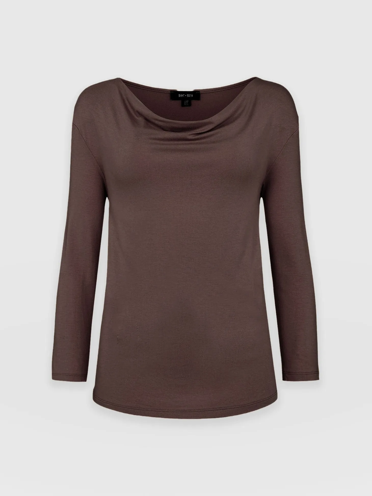 Cowl Neck Tee Long Sleeve - Maroon