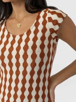 Elise Scoop Neck Midaxi Dress - Brown/Cream