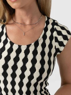 Elise Scoop Neck Midaxi Dress - Black/Cream