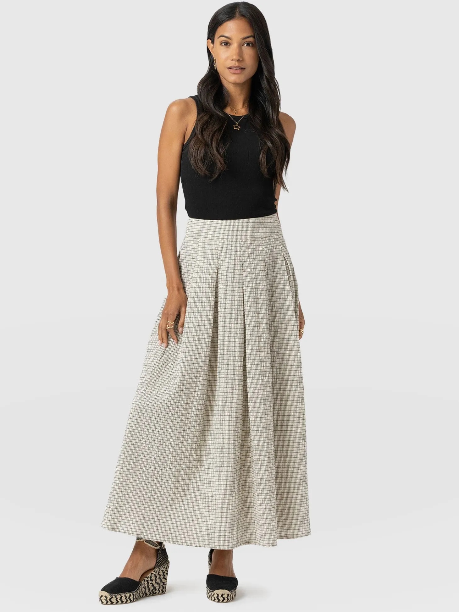 Eliza Pleated Skirt - Gingham