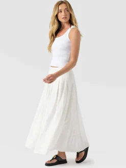 Eliza Pleated Skirt - White Textured